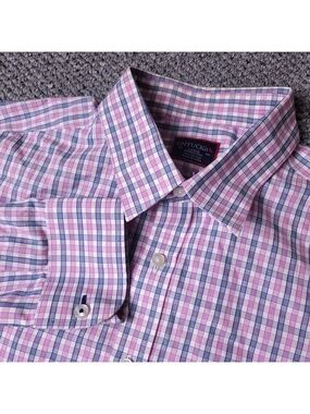 UNTUCKit Shirt Mens L Large Pink Long Sleeve Button Plaid Cotton